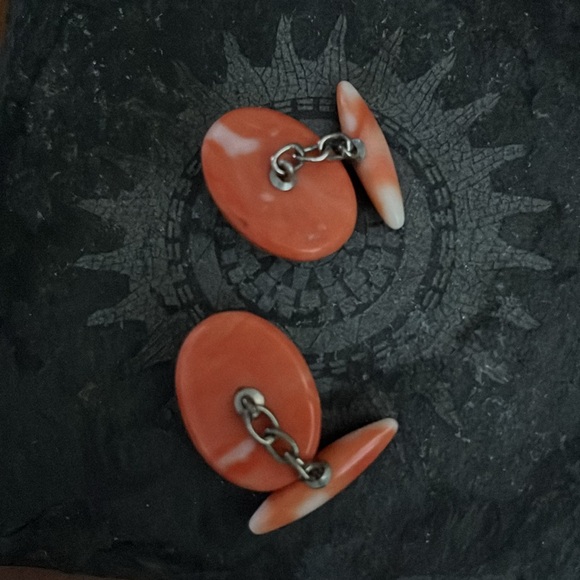 Vintage Coral cufflinks 50s - Picture 2 of 3